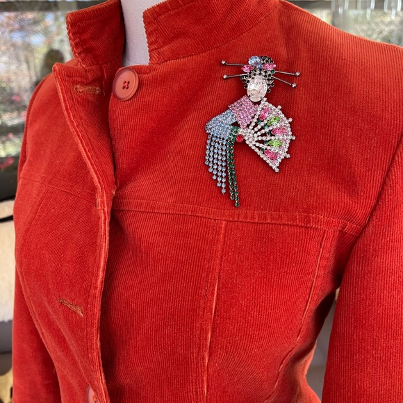 Butler & Wilson Attributed Geisha Japan Brooch 4” 2” Large - Picture 1 of 7